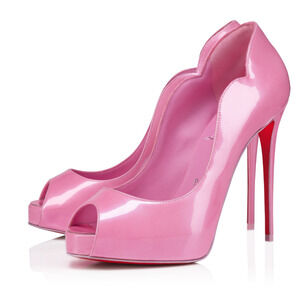 Christian Louboutin Hot Chick Alta 120 Patent Perle Pink 41 Open Toe Pump